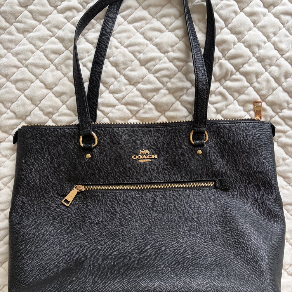 Coach Black Tote with Gold Details